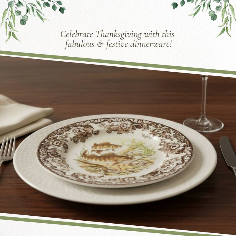 Spode Woodland Fish Motif Salad Plate