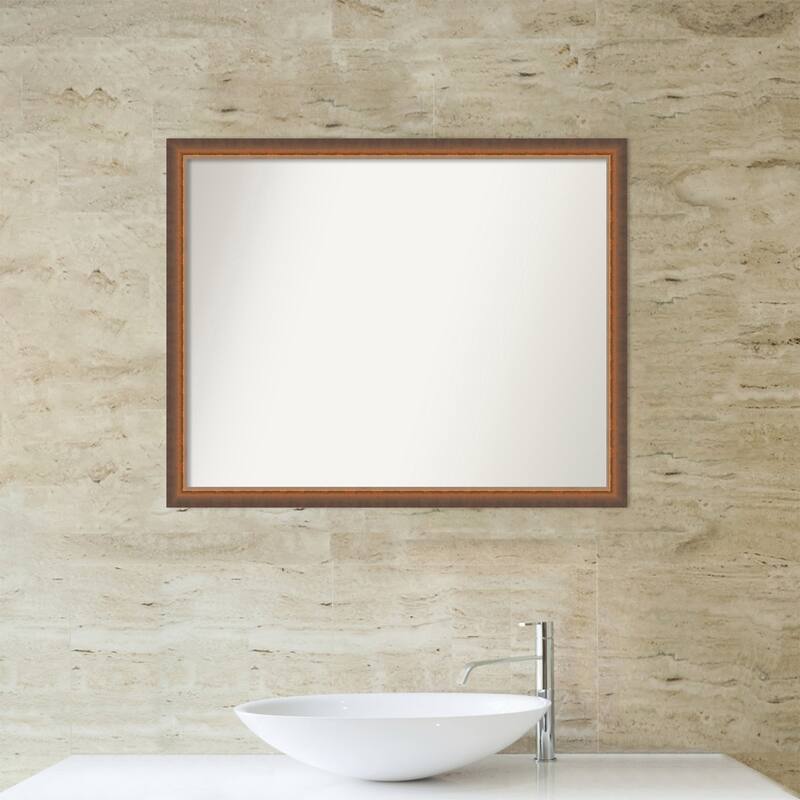 Two Tone Non-Beveled Wood Framed Bathroom Vanity Wall Mirror