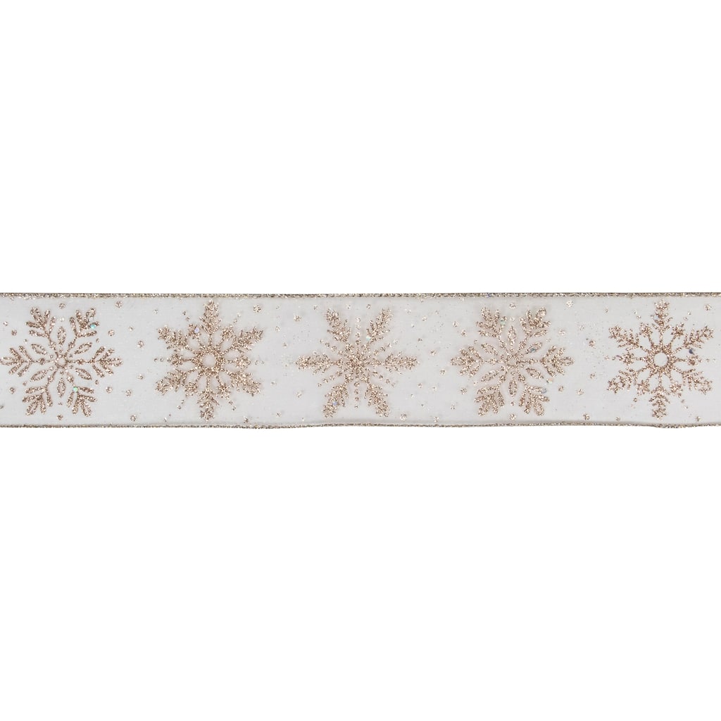 Sheer Snowflake Christmas Wi Craft Ribbon 2.5" x 10 Yards - 2.5" x 10