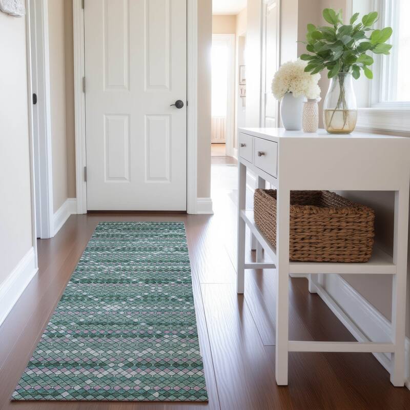 Premium Washable Super Soft Trellis Ombre Mayfield Rug - Teal - 2'3" x 7'6"