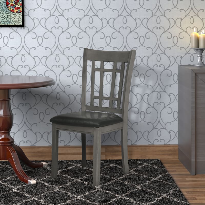 Gray/Black Faux Leather Upholstered Wood Frame Dining Chair, Sturdy Dining Chair for Dining Rooms - 19.5