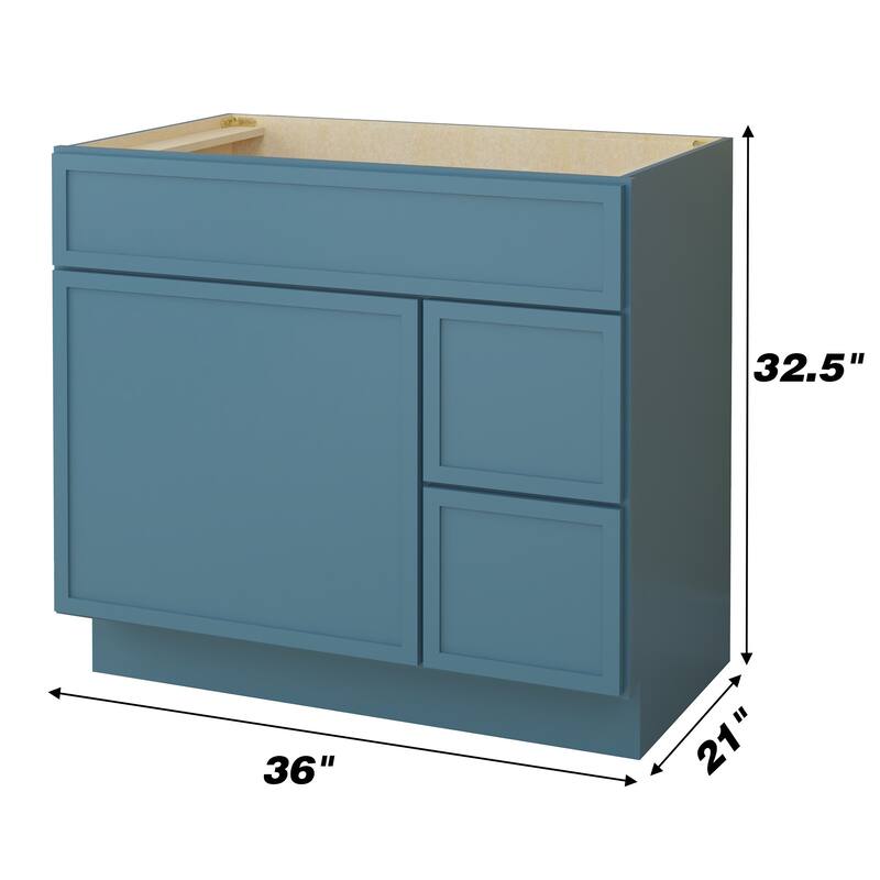 Vanity Art 36" Freestanding Single Base 2 Drawers Storage Cabinet with Soft Close Door