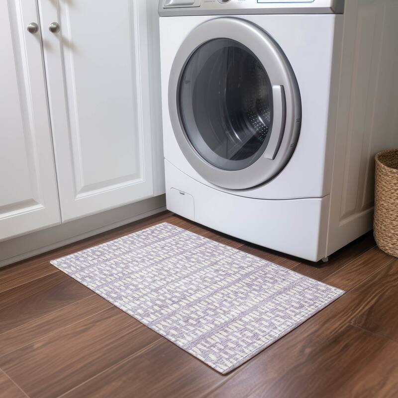 Machine Washable Indoor/ Outdoor Contemporary Imprints Chantille Rug