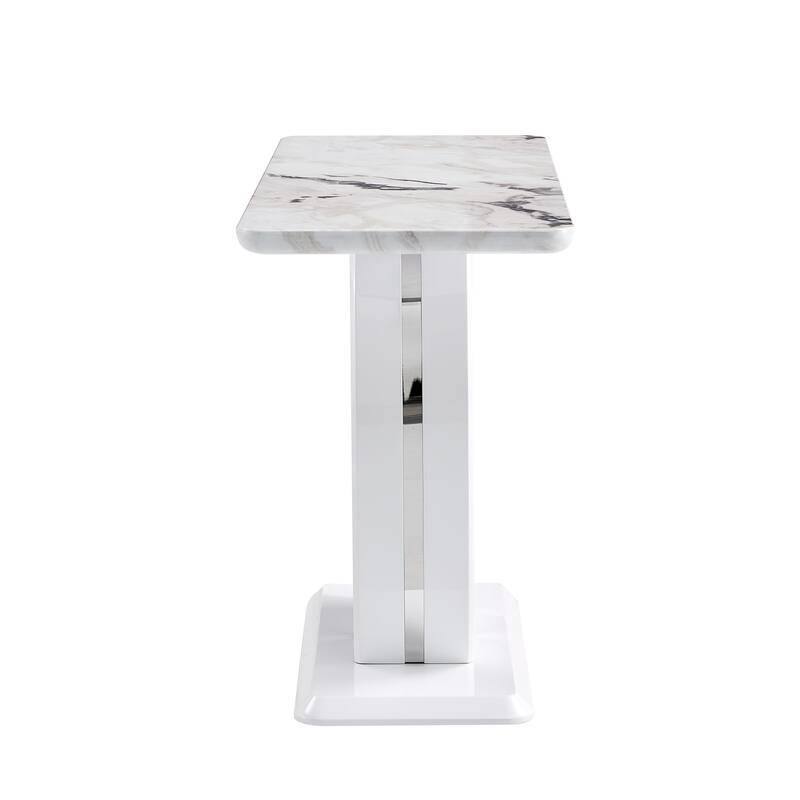 Modern Simple Glossy White Rectangular Counter Bar Table 47.24" x 18.11" x 29.52" For Living Room Bedroom Bedside Entran