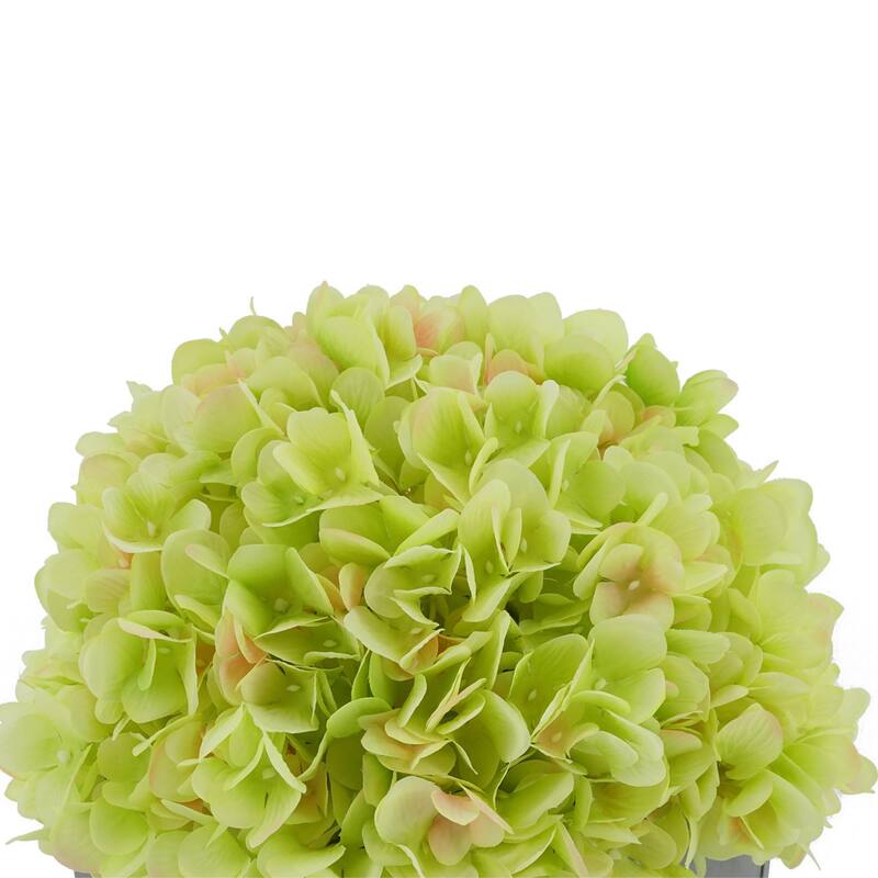 Faux Hydrangea in White Washed Wood Cube Planter