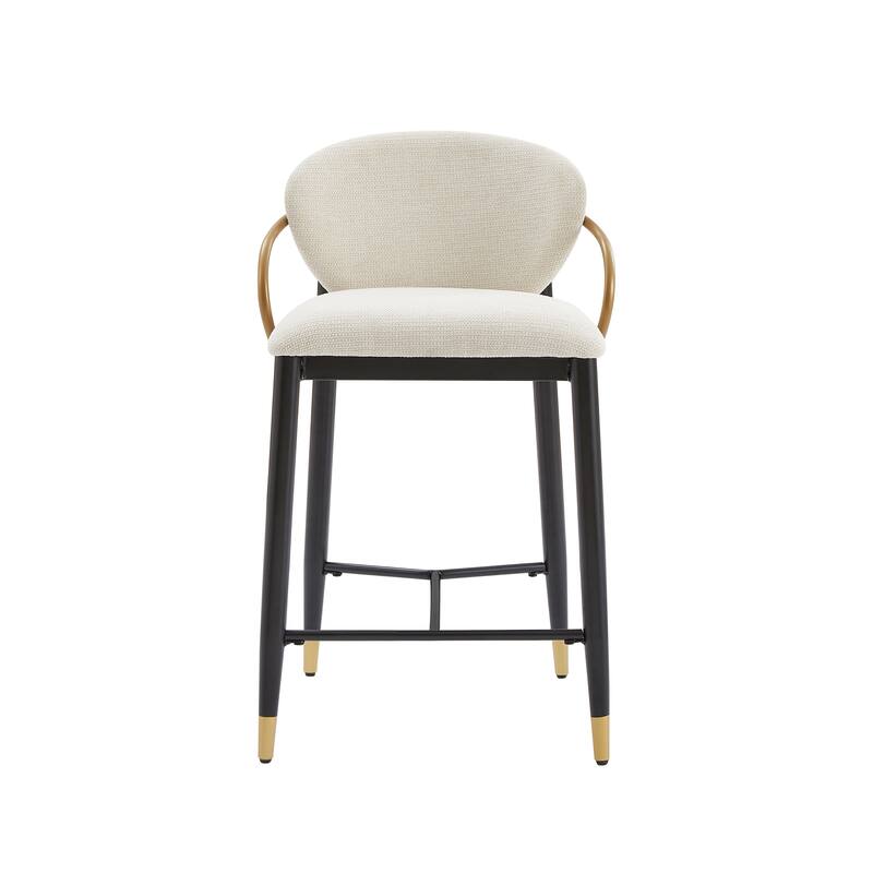 Christopher Knight Home - Mateo Modern Upholstered Counter Stool Set of 2 with Metal Frame and Supportive Back Design