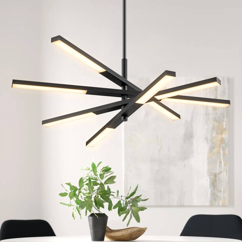 Modern Tiered Linear Sputnik Cluster Integrated LED 3000K Warm Light Chandelier