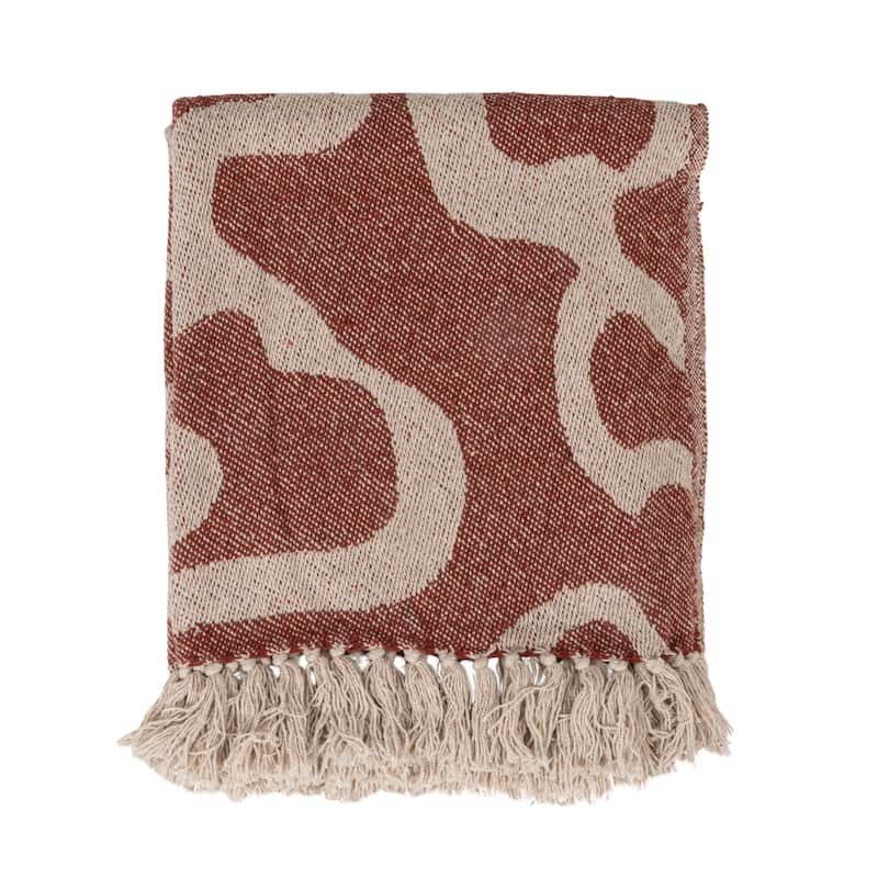 Woven Cotton Blend Jacquard Throw Blanket with Pattern