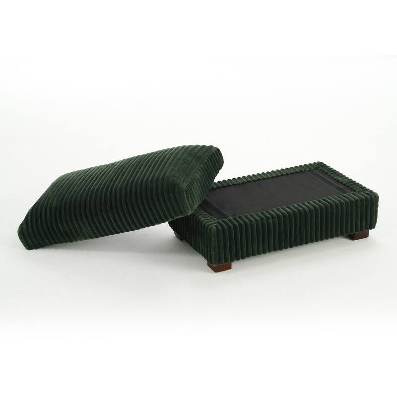 40" Oversized Plush Flannel Upholstered Ottoman Footstool Set of 2