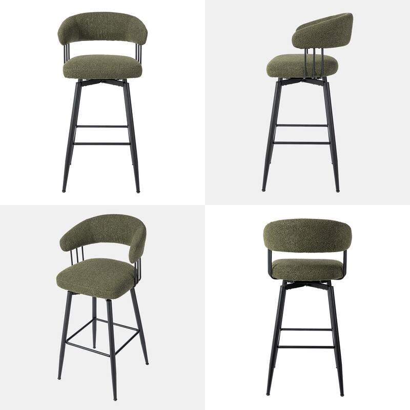Glitzhome Set of 2 or 4 Modern Fabric/ PU Swivel Counter or Bar Stool with Metal Legs