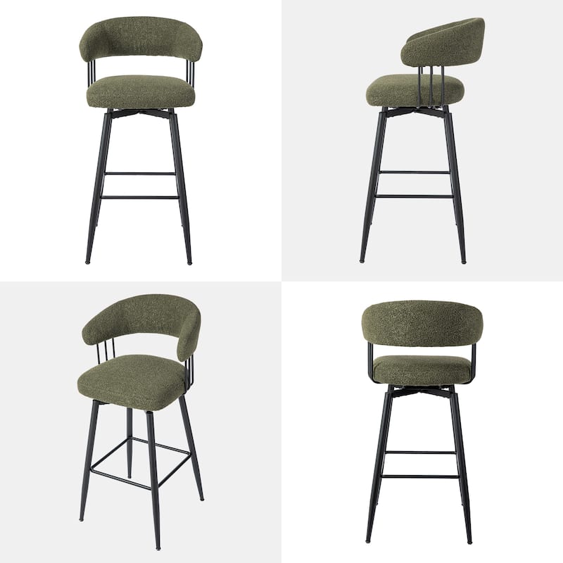 Glitzhome Set of 2 or 4 Modern Fabric Swivel High Bar Stool with Tapered Metal Legs