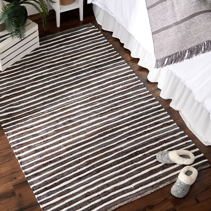 Stonewash Blue Slim Stripe Cotton Chindi Rug 2Ft 3Inx6Ft