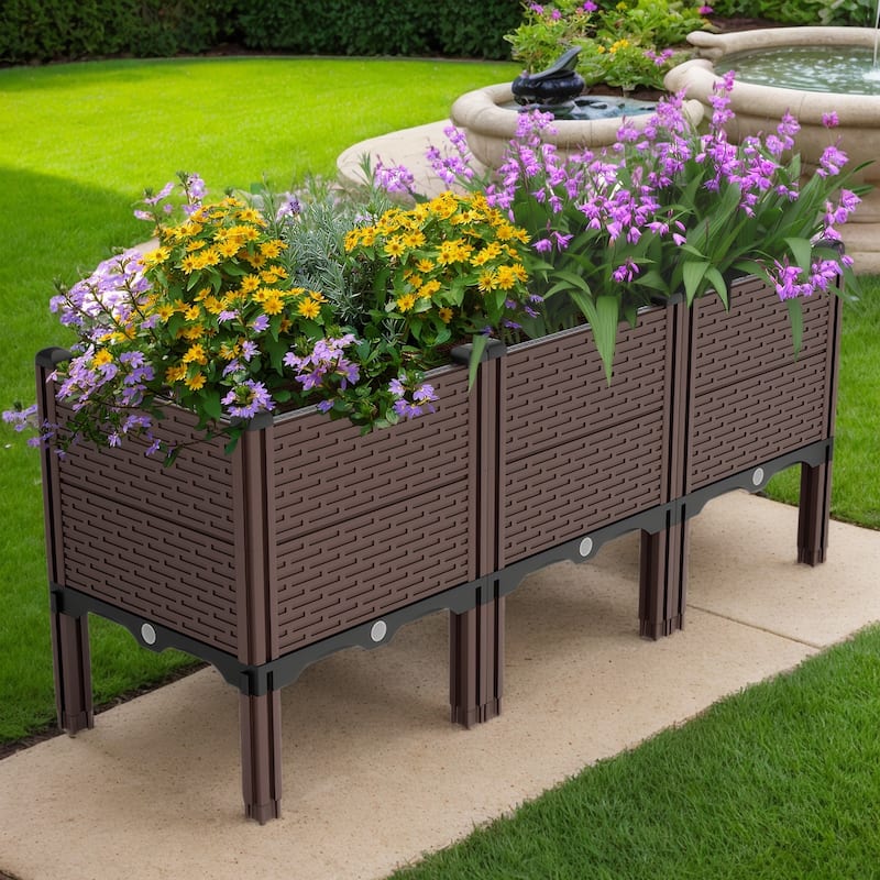 Large Capacity Raised Outdoor Garden Bed Plater Box with Drainage