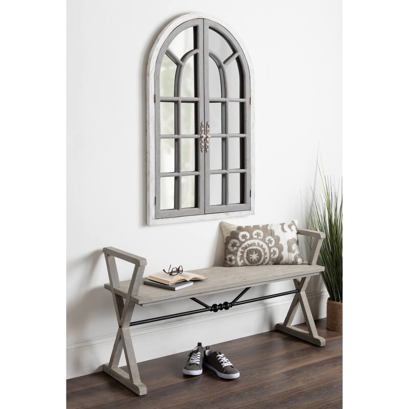 Kate and Laurel Boldmere Wood Windowpane Arch Mirror