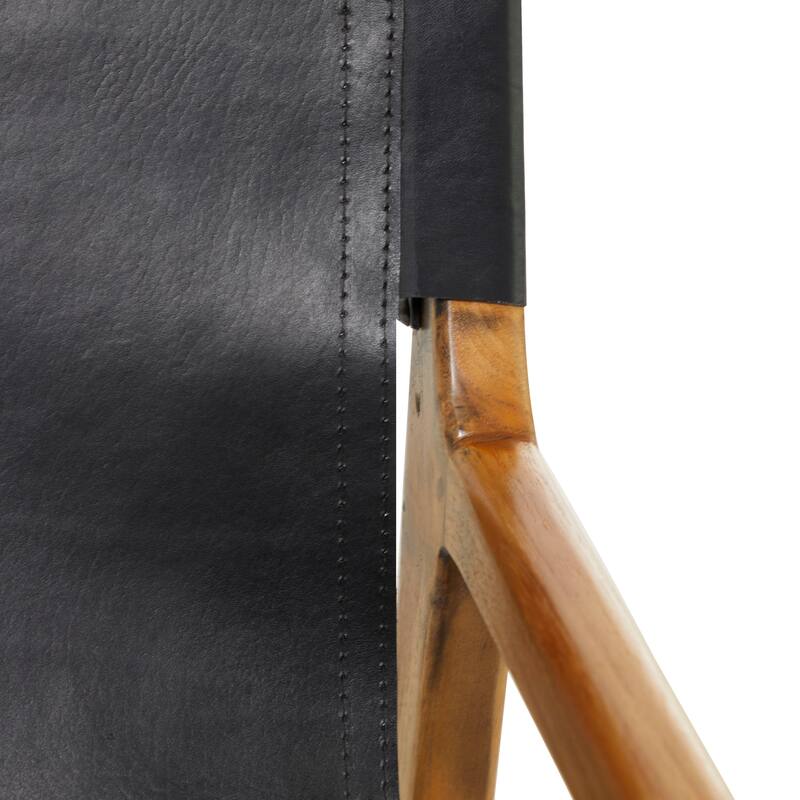 Teak Wood Living Room Accent Chair with Leather or Woven Cane Seat