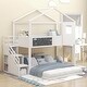 preview thumbnail 2 of 7, Twin Over Full House Bunk Bed with Storage Staircase and Blackboard