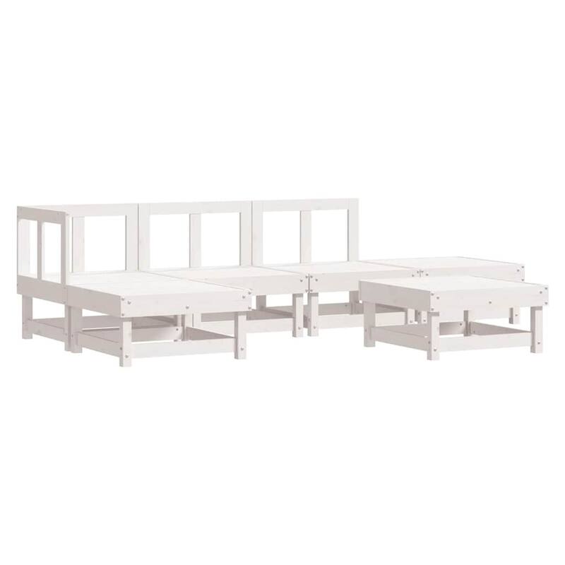 vidaXL Garden Lounge Set White Solid Pine Wood, Plywood Medium Modular - 24.0 x 24.0 x 24.4