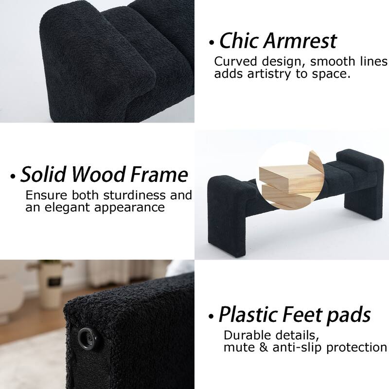 54" Boucle Bedroom Bench with Channel Tufted Modern Entryway Bench Window Bench End of Bed Bench