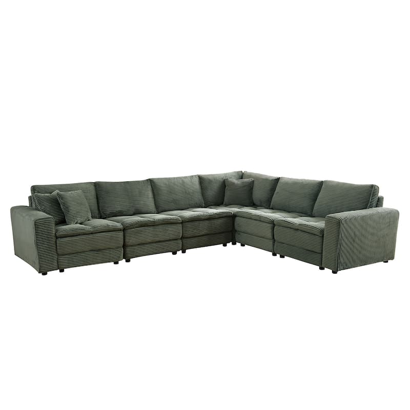 Oversized Sectional Sofa L Shaped Corner Couch Corduroy Upholstery Convertible Sleeper Sofa Couch