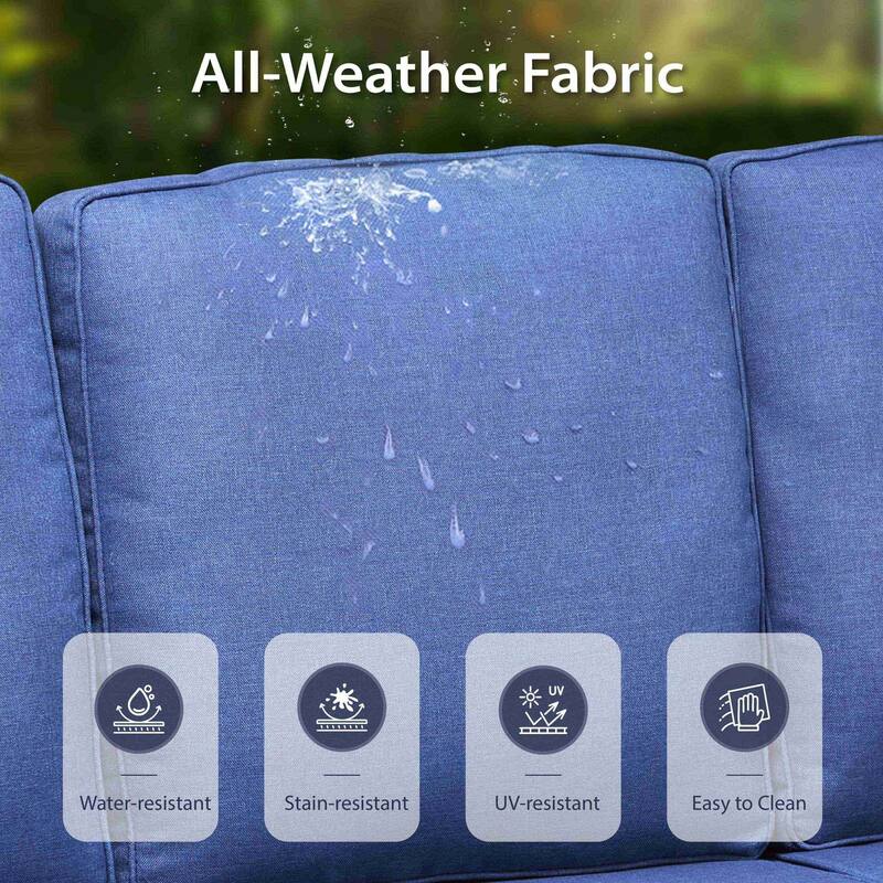 Cavira Brown Wicker Outdoor Patio 3-Seat Sofa with Olefin Cushions