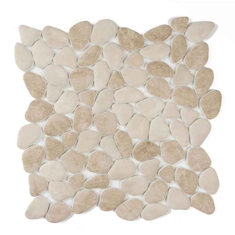 Huron Rock 12x12 Matte Glass Pebble Mosaic Tile - Floor, Wall, Backsplash