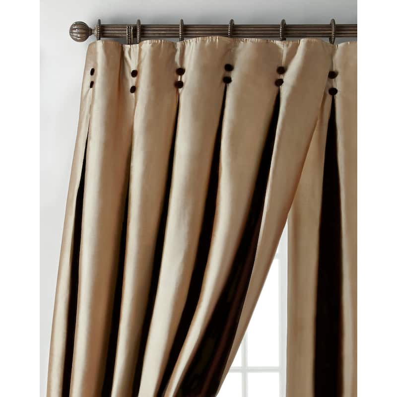 Bernice Chocolate Gold/Ivory Silk Inverted Pleat 108 Inch Curtain Drapery Panel - Brown & Ivory