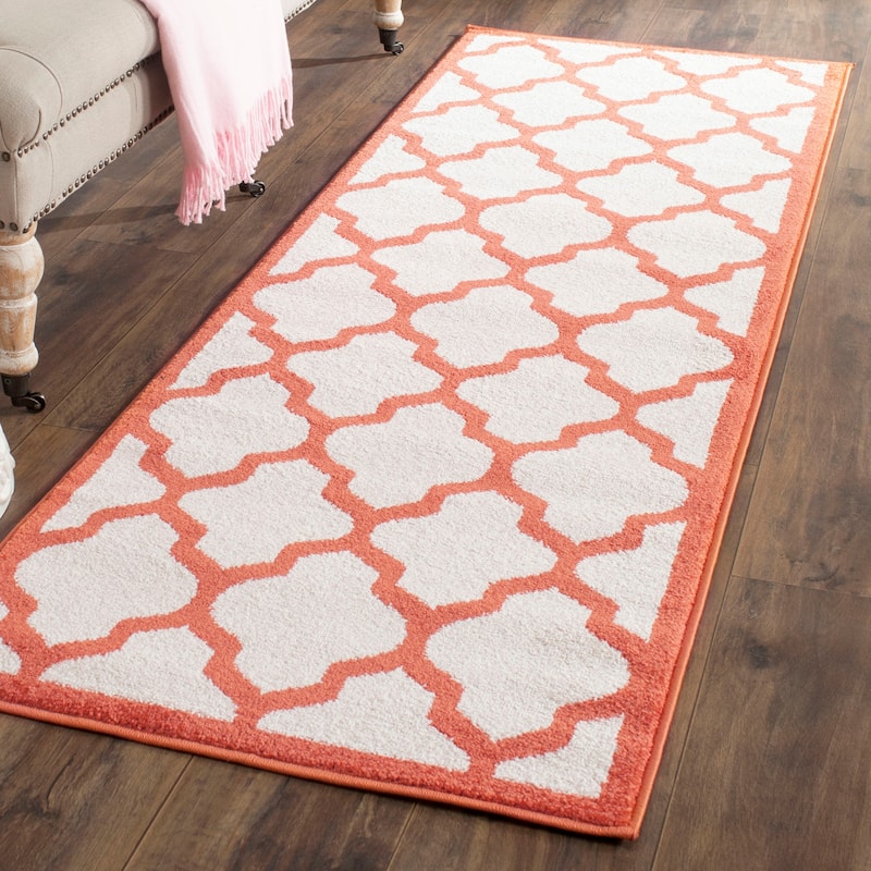 SAFAVIEH Amherst Machi Modern Rug - 2'3" x 7' Runner - Beige/Orange