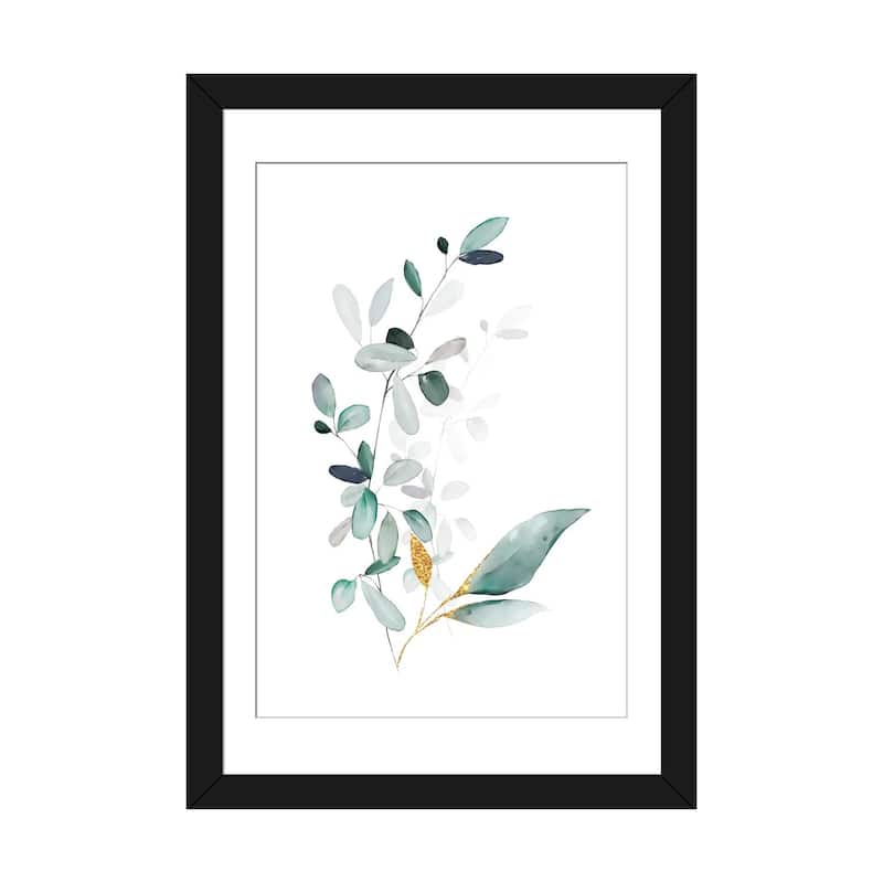 iCanvas "Modern Botanicals Gold & Sage" by Nordic Print Studio - Black - 32x24x1