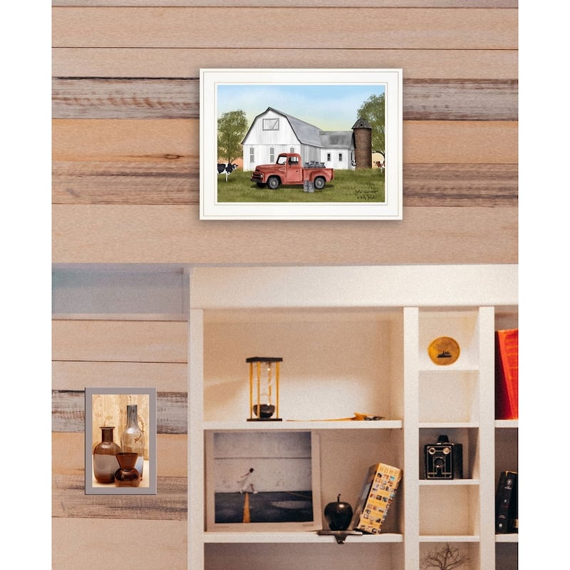 TrendyDecor4U Farmhouse "Y'All Need Milk?" Framed Print Wall Art by Billy Jacobs - Summer Color