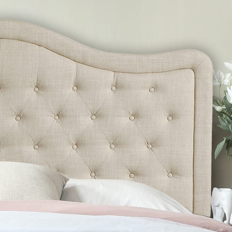 Moser Bay Adella Linen Upholstered Waved Top Tufted Bed
