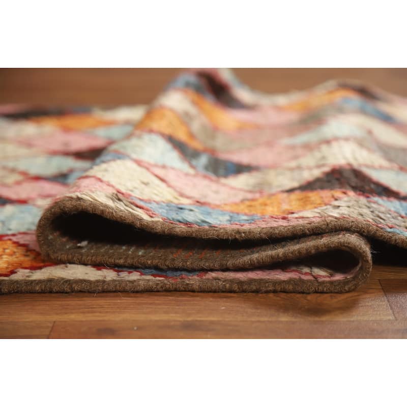 All-Over Trellis Moroccan Oriental Runner Rug Handmade Wool Carpet - 2'7" x 10'1"