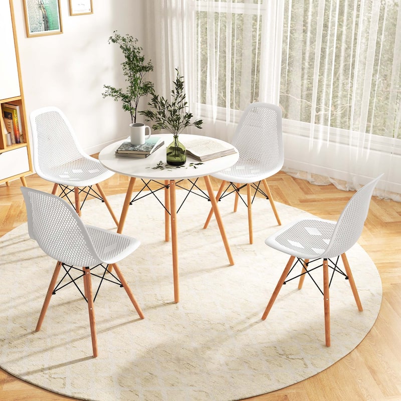 Costway 5 PCS Dining Table Set for 4 Persons Modern Round Table & 4