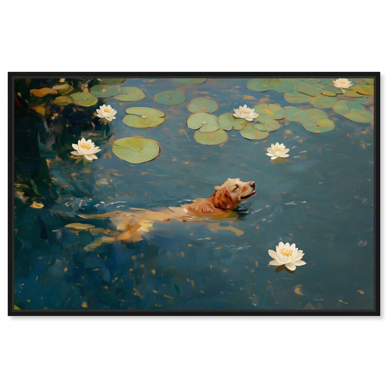 Pond Pup I Canvas by Art Remedy - Black - 15" x 10"