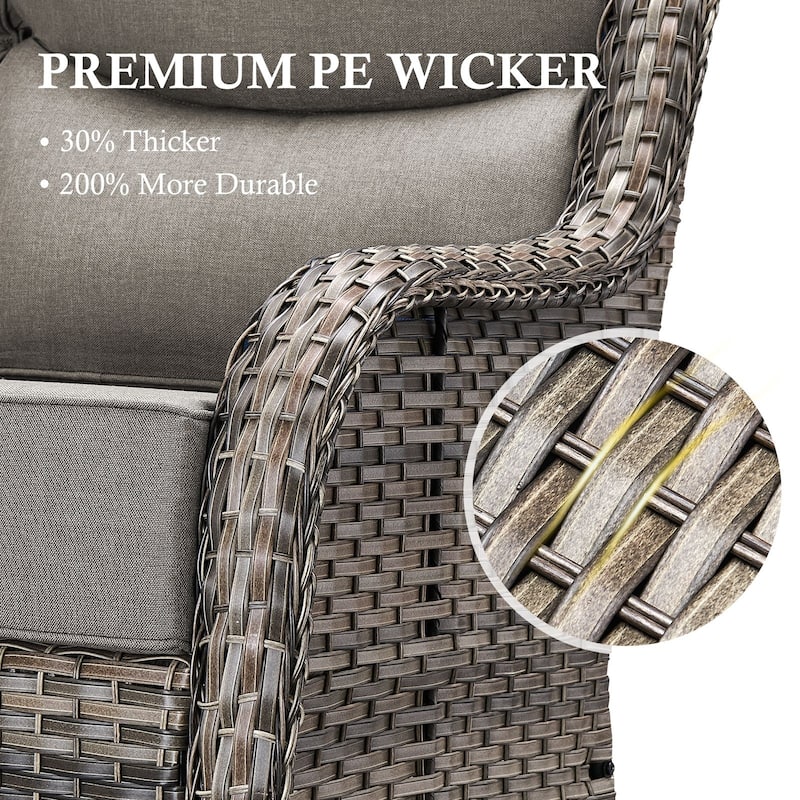Gymojoy Patio Swivel Glider Chair Set with 6" Ultra-Plush Cushions - Waterproof Olefin Fabric, All-Weather Rattan
