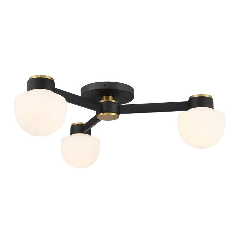 Ceiling Light in Matte Black with Natural Brass