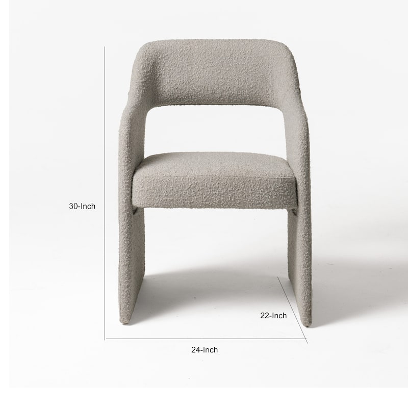 Cid Bistro 24 Inch Dining Chair, Light Gray Polyester, Cushions, Solid Wood