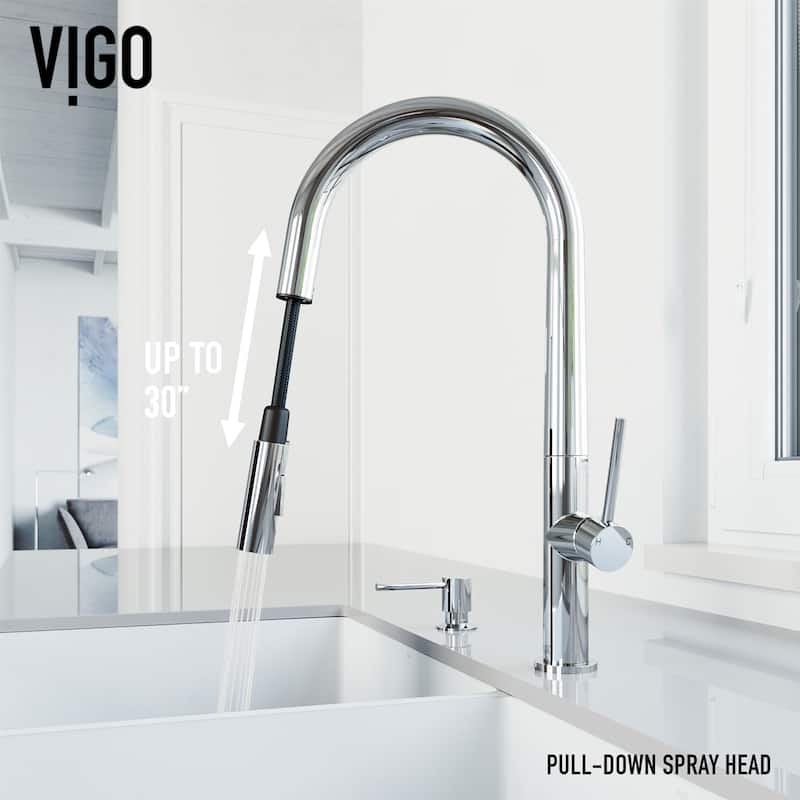 VIGO Greenwich 18" H Single Handle Pull-Down Sprayer Kitchen Faucet