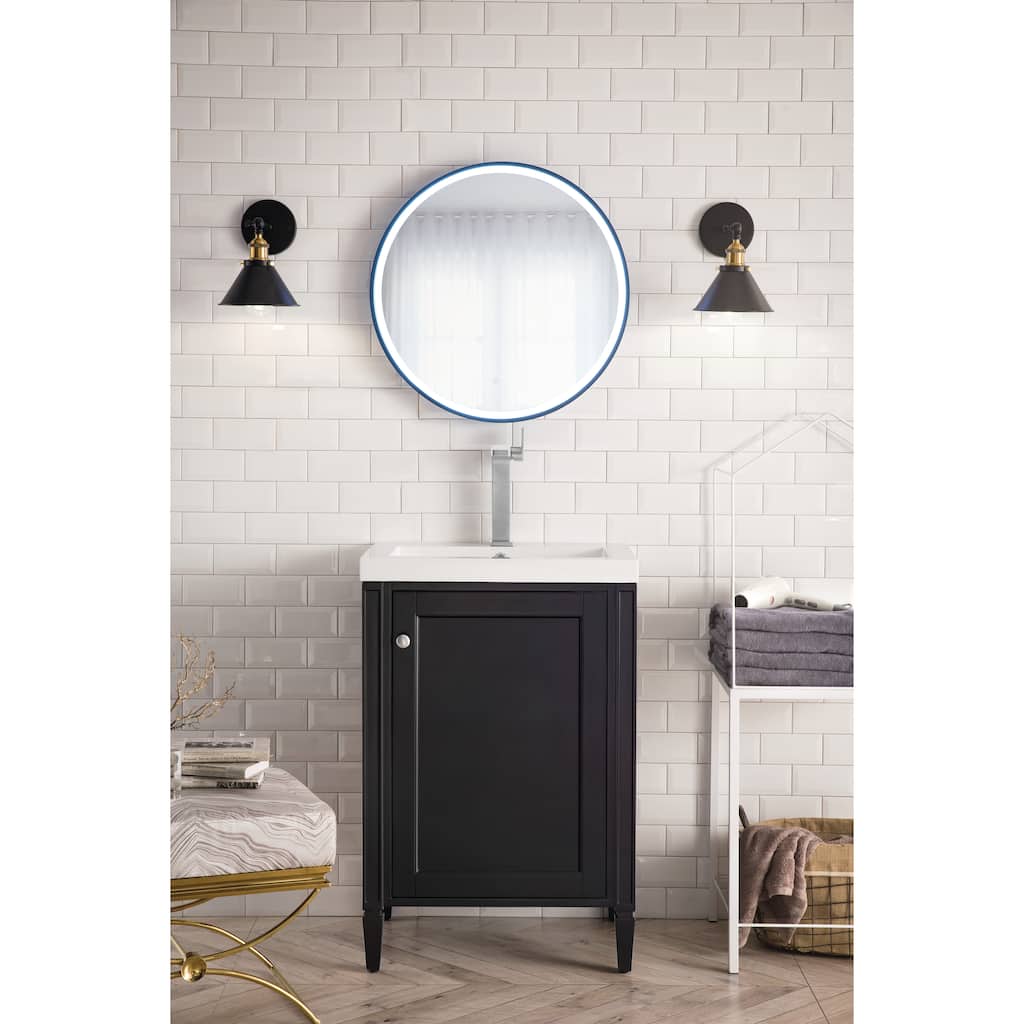 James Martin Vanities Britannia 24" Single Vanity Cabinet, w/Glossy White Composite Stone Countertop