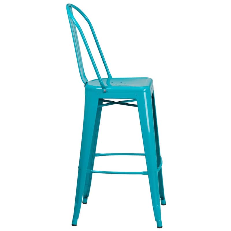 4 Pack 30" High Metal Indoor-Outdoor Barstool with Back - Kitchen Furniture
