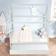 preview thumbnail 5 of 11, White Full Size Wood House Bed with Trundle and Roof