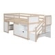 preview thumbnail 6 of 7, Cream/White Wood Low Loft Bed Frame with Drawer, Shelf and Storage Stairs for Kids, Teens - Large Space Underneath