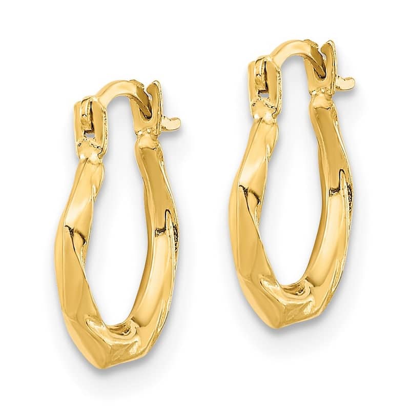 Curata 14k Yellow Gold Small Polished Octagonal Hoop Earrings 12.99x1.5mm