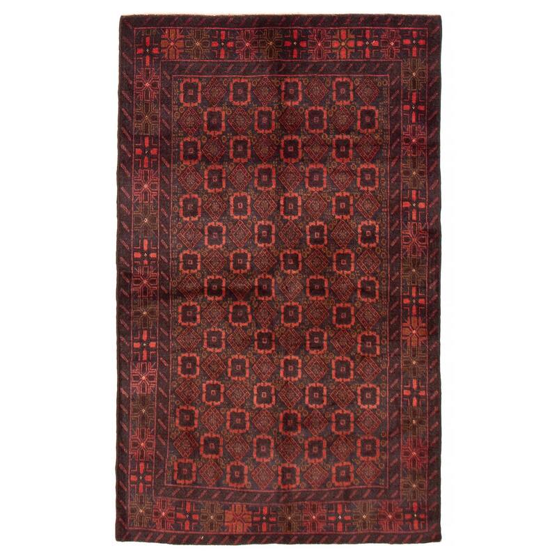 Teimani Red Rug 3'9" x 6'4" - 3'9 x 6'4 - Red - 3'9 x 6'4