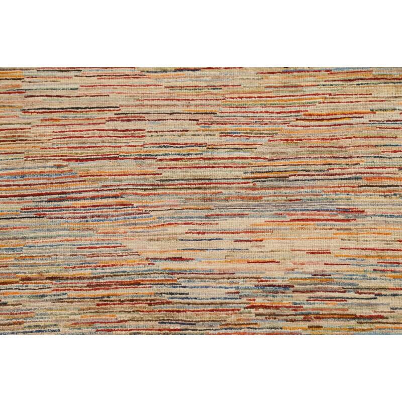 Vegetable Dye Striped Gabbeh Kashkoli Wool Area Rug Handmade Carpet - 3'3" x 4'10"