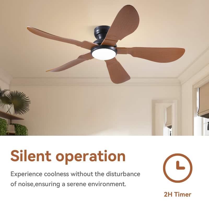 32/36/46/52 inches Low Profile Ceiling Fan with Light and Remote for Living Room Bedroom Kid's Room Patio