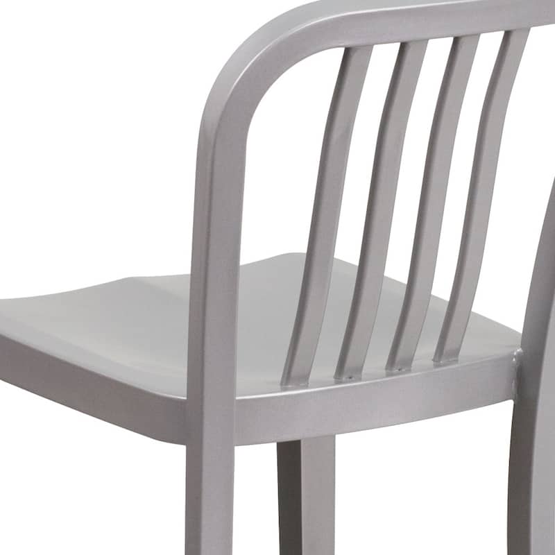 24'' High Metal Indoor-Outdoor Counter Height Stool with Vertical Slat Back