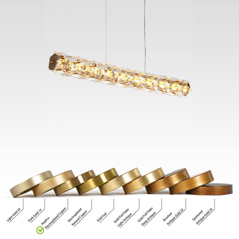 Modern LED Gold Chandeliers Linear Island Lights for Kitchen Island - W 35.8" x H 4.3" x D 4.3"