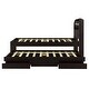 preview thumbnail 15 of 13, Twin XL Platform Bed with Storage LED Headboard, Charging Station, Trundle & 2 Drawers, Sturdy Pine Wood Frame, Dark Brown