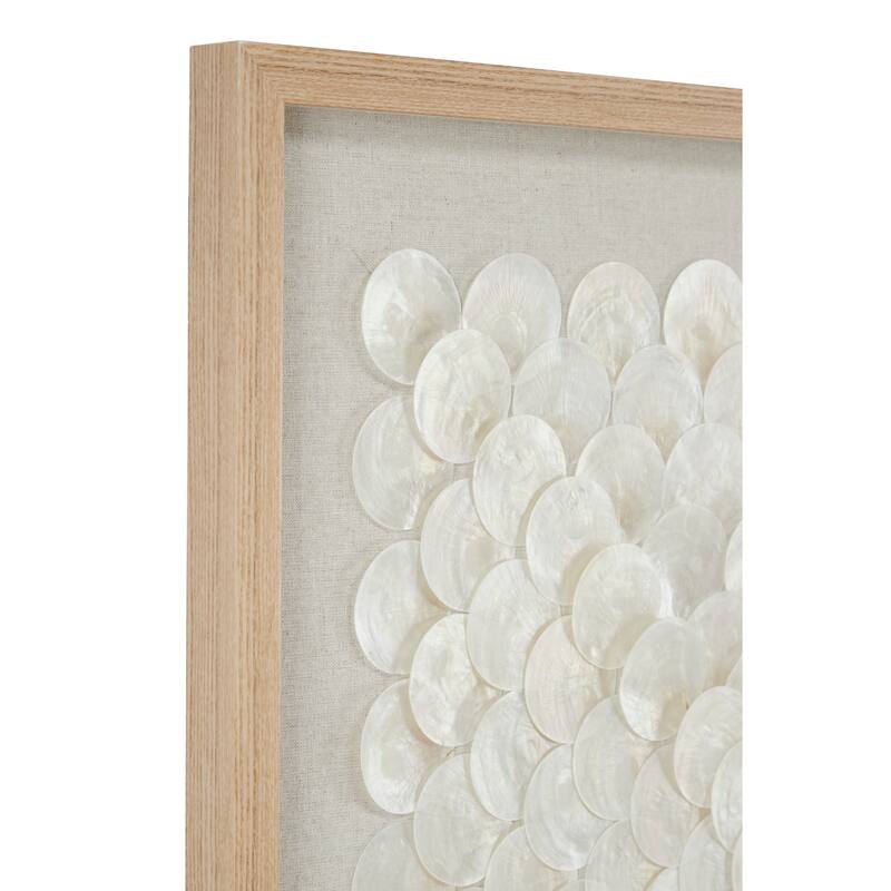 Shell Geometric Handmade Overlapping Shells Shadow Box with Canvas Backing - Set of 2 Cream - Roche River Decor