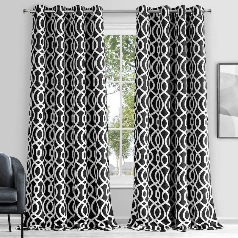 Dainty Home Trellis Blackout Thermal Insulated Grommet Single Panel Extra Wide Curtains - 54" x 84"